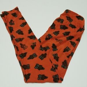 Lularoe Burnt Orange Owl Leggings OS